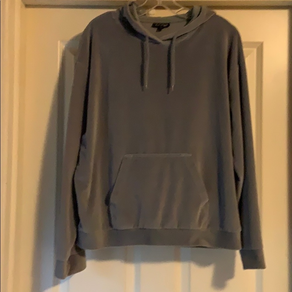 Topshop Velour Sweatshirt - Dusty Blue